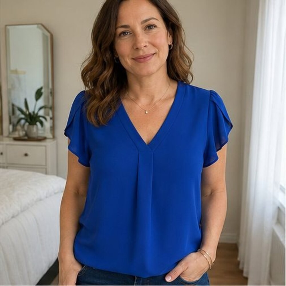 Cream Ruffle Blouse - Picture 2 of 6